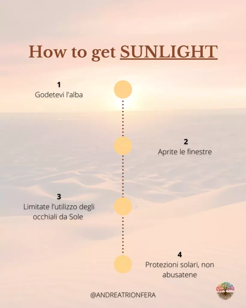 Schema su come ottimizzare i benefici del sole